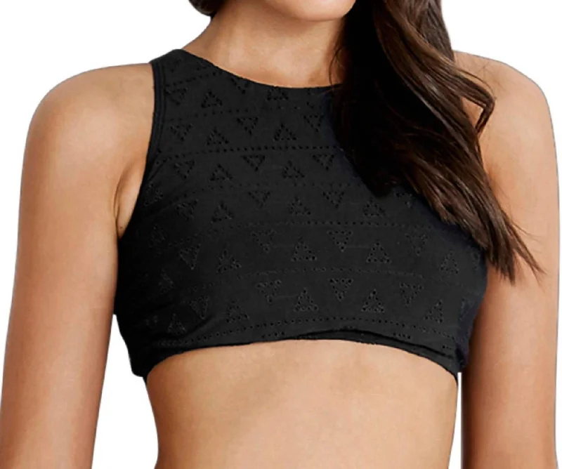 Active Ladder Back Crop Top In Sea Black