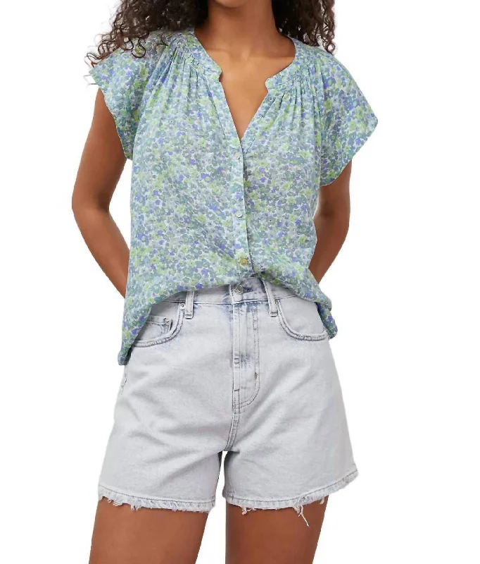 Alena Top In Blue Green Wildflower