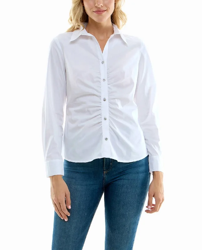 Amber Stretch Button Down Shirt In Brilliant White