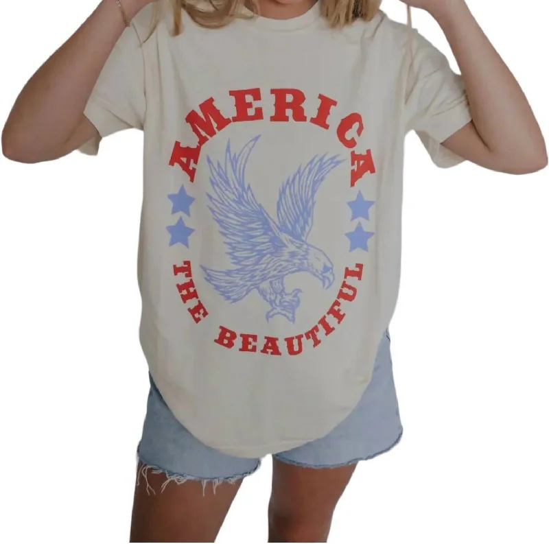 America The Beautiful Graphic Shirt In Cream