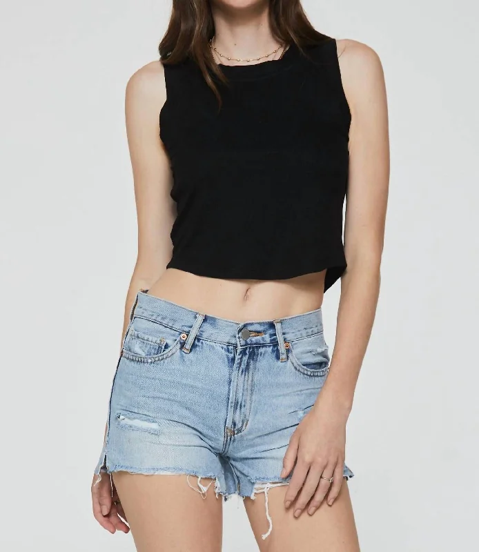 Baby Cleo Ribbed Tank Top In Black