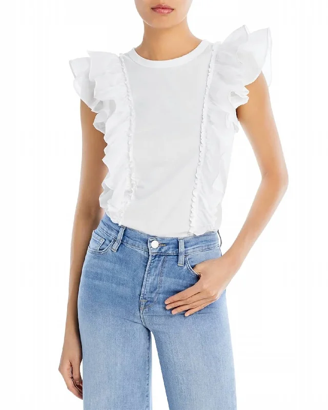 Bardot Ruffle T-Shirt In White