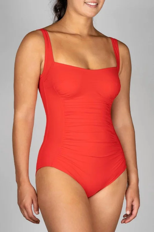 Basics Square Neck Underwire Tank In Red