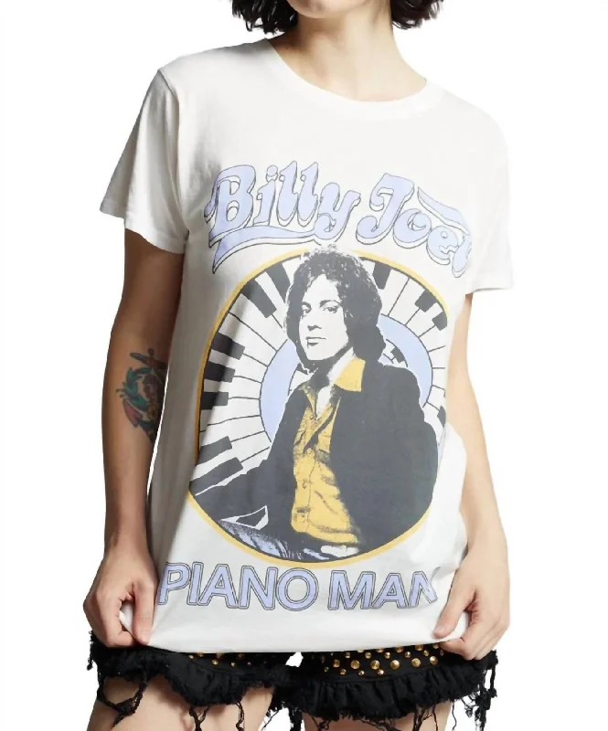 Billy Joel Piano Man Tee In White