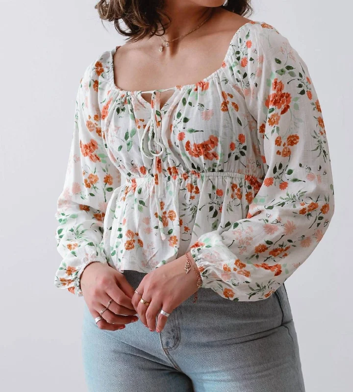 Bloom Brigade Top In Ivory Floral