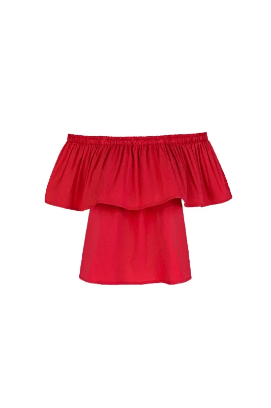 Carmen Off Shoulder Blouse In Red