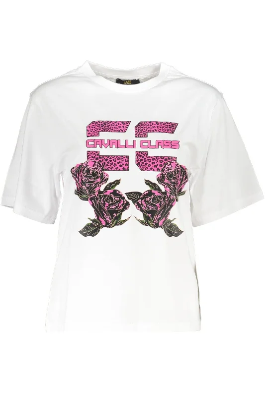 Cavalli Class Chic  Printed Cotton Tee with Designer Women's Flair