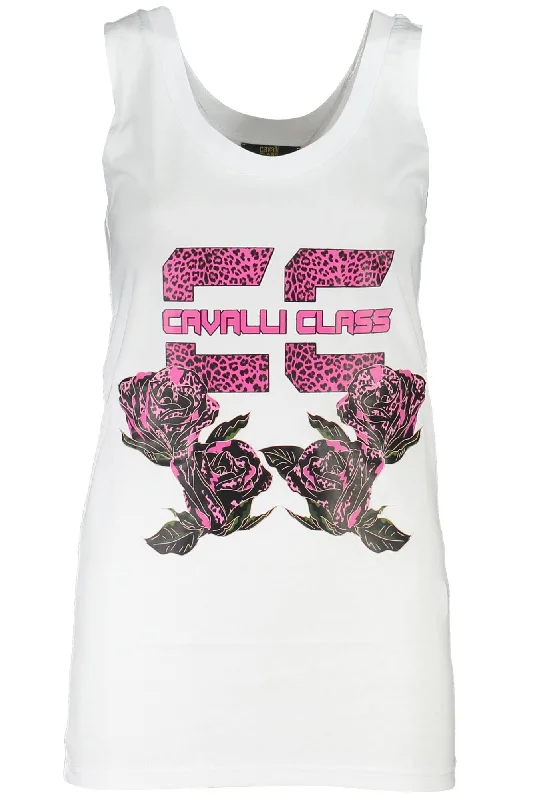 Cavalli Class Elegant  Cotton Tank Top with Logo Women's Print