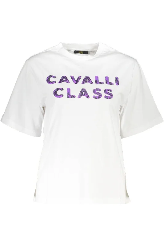 Cavalli Class Elegant  Cotton Tee with Designer Women's Print