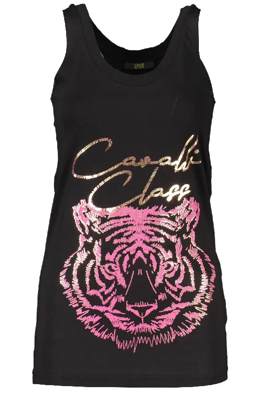 Cavalli Class Elegant Wide Shoulder Printed Tank Women's Top