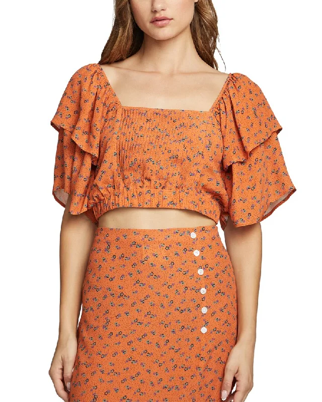 Chaser Kinney Flutter Sleeve Crop Top