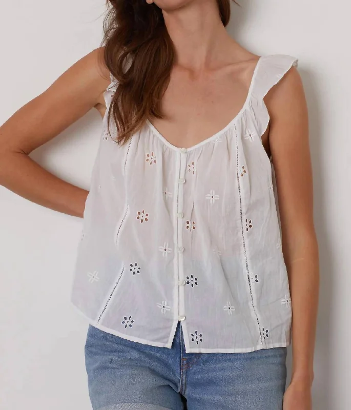 Coco Cotton Eyelet Top In White