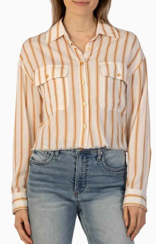 Collette Button Down Shirt In White/gold