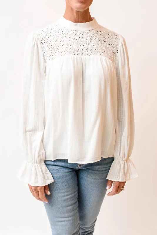 Cotton Eyelet Blouse In White