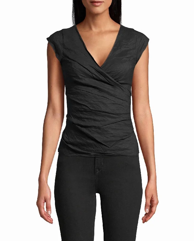 Cotton Metal Logan Top In Black