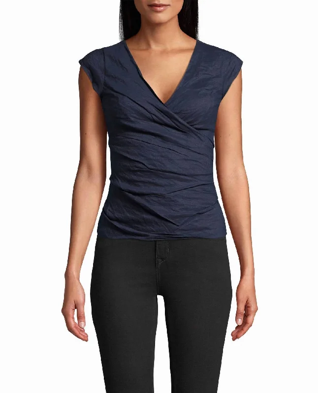 Cotton Metal Logan Top In Navy