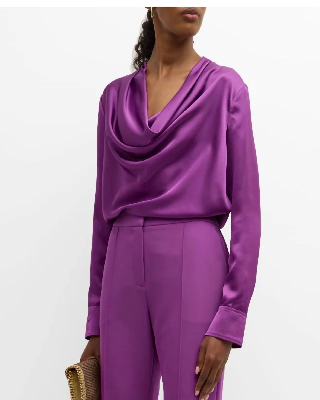 Cowl Neck Blouse In Purple