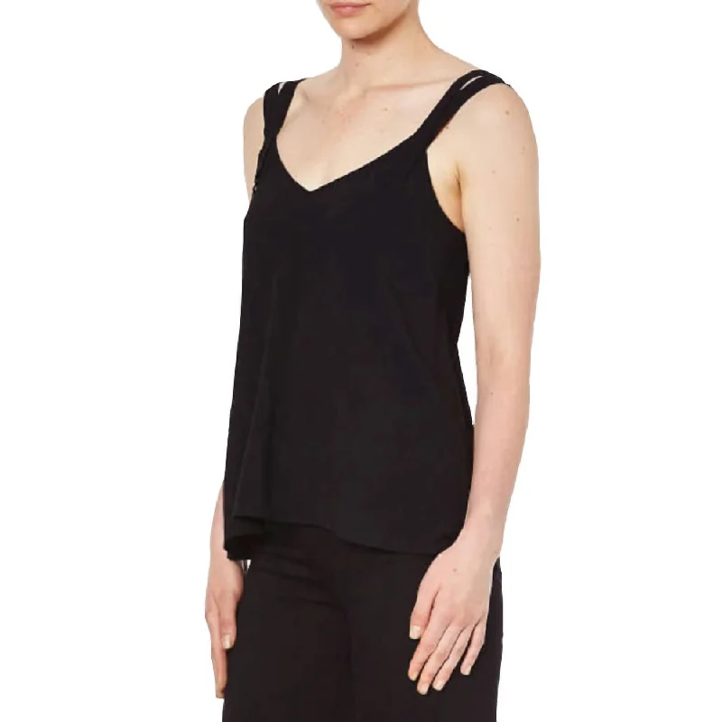 Crepe Double Strap Cami In Black