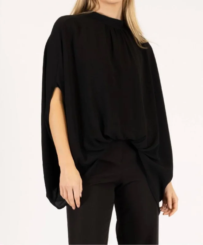 Crepe Mock Neck Top In B