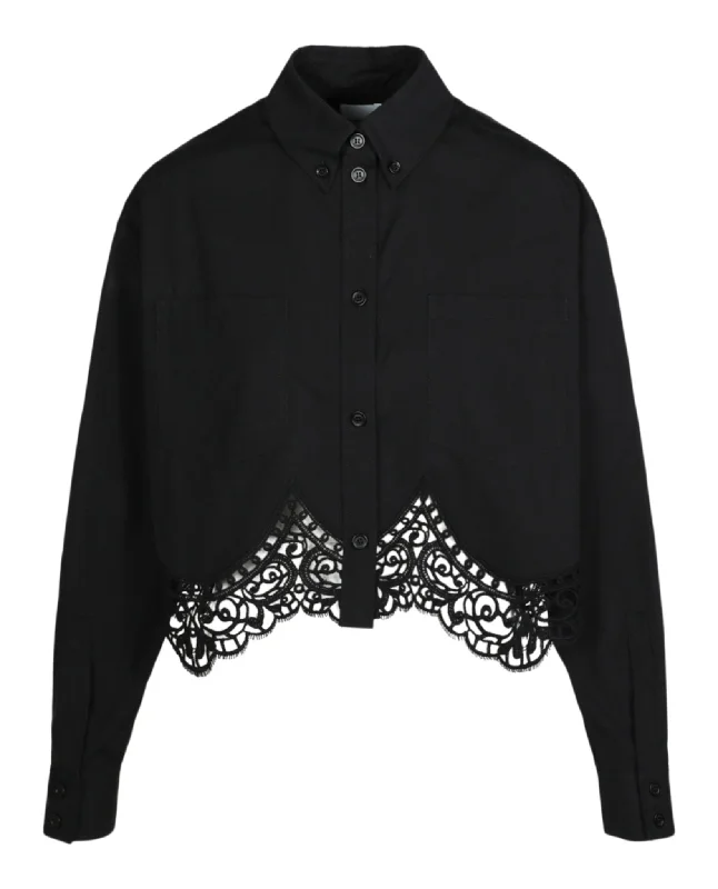 Cropped Lace Hem Blouse