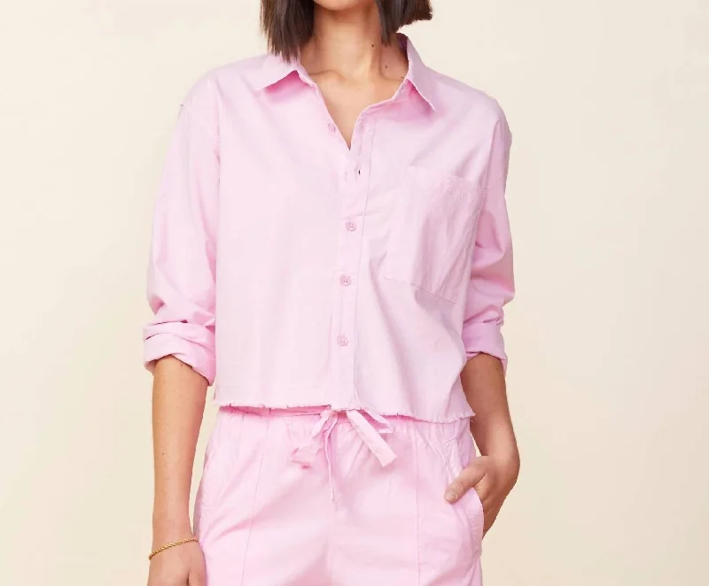 Cropped Poplin Shirt In Pink Lavender