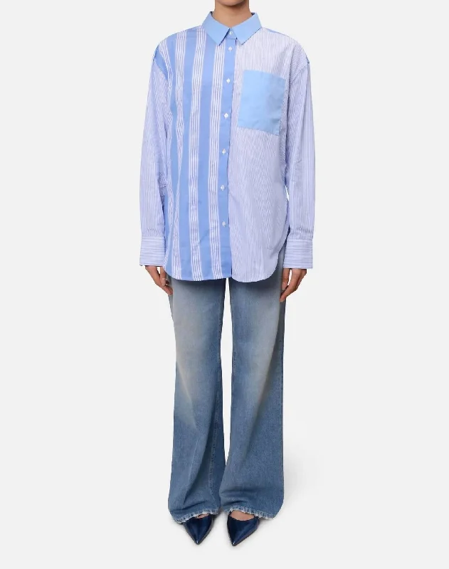 Curry Shirt In Popeline Patchwork Raye.