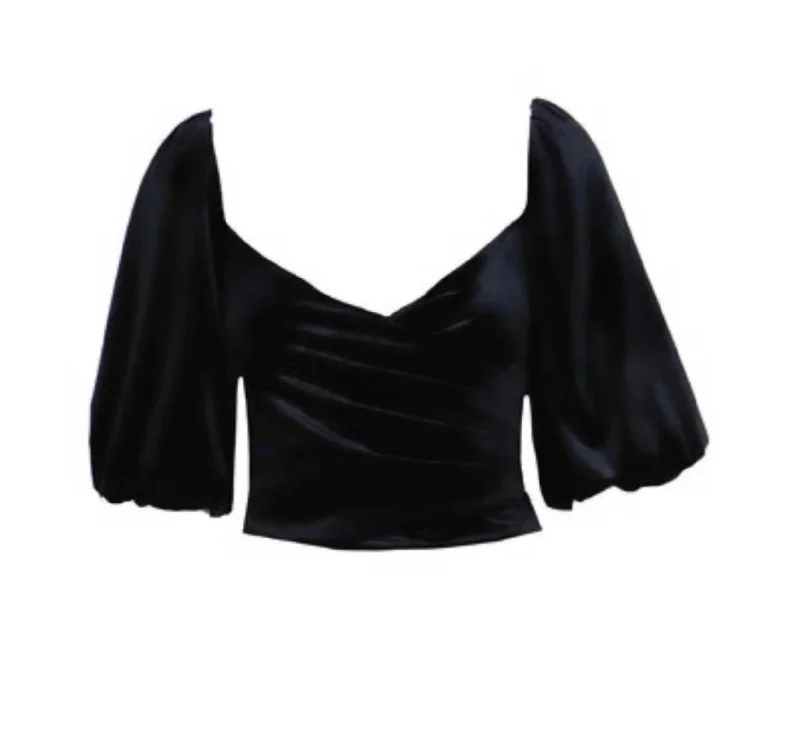 Daniela Velvet Wrap Top In Black