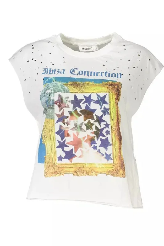 Desigual Chic Sleeveless  Tee with Print & Contrast Women's Details