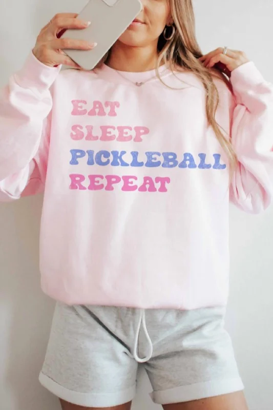 Eat Sleep Pickleball Sweatshirt In Pink