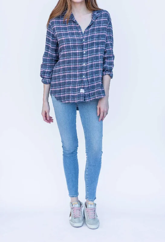 Eileen Plaid Shirt In Pink/grey