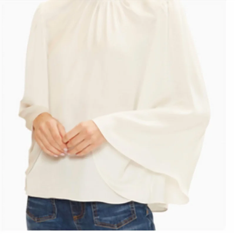 Ella Mock Neck Top In Ivory