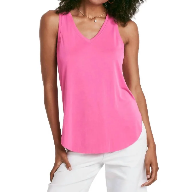 Ellis V-Neck Tank In Pink Tuberose