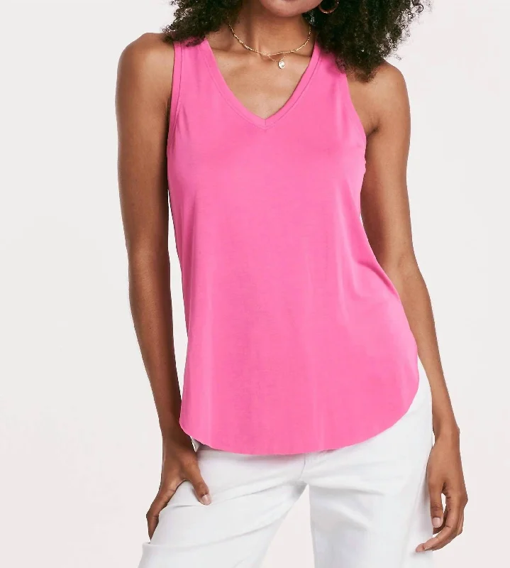 Ellis V-Neck Tank In Pink Tuberose