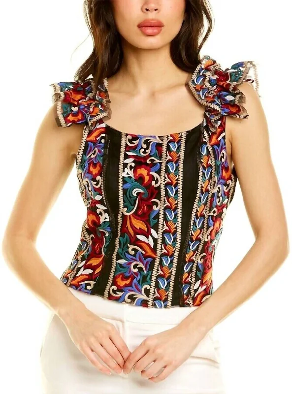 Embroidered Corset Top In Florence