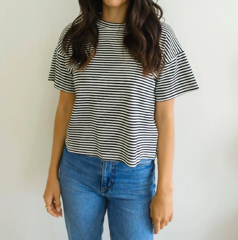 Emerson Striped Tee In Ivory/black