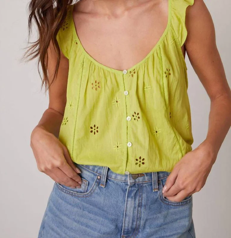 Eyelet Coco Top In Lime