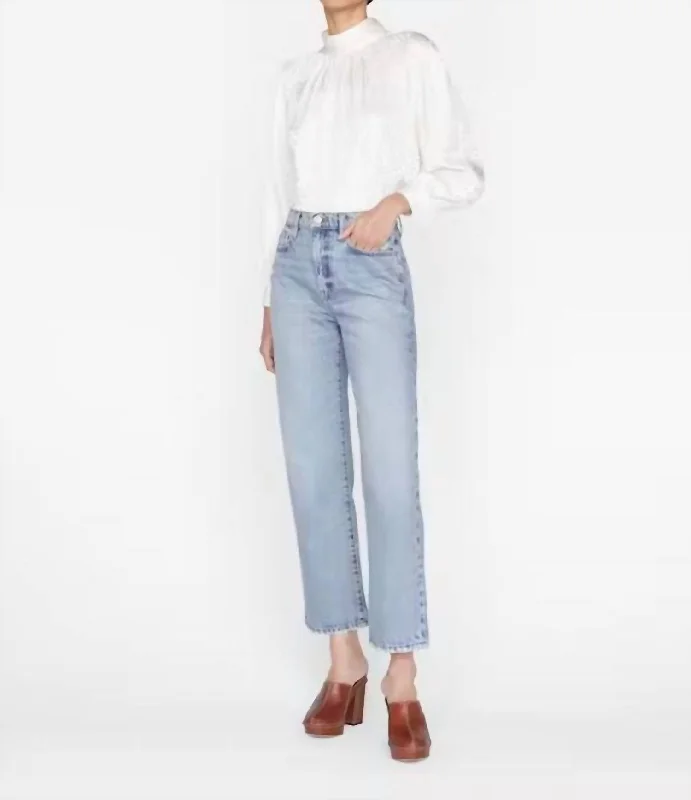 Foldover Mock Neck Blouse In Off White