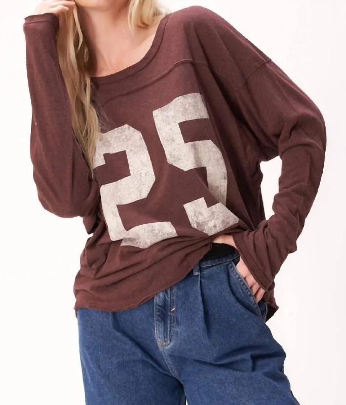 Game On Slouchy Tee In Brown