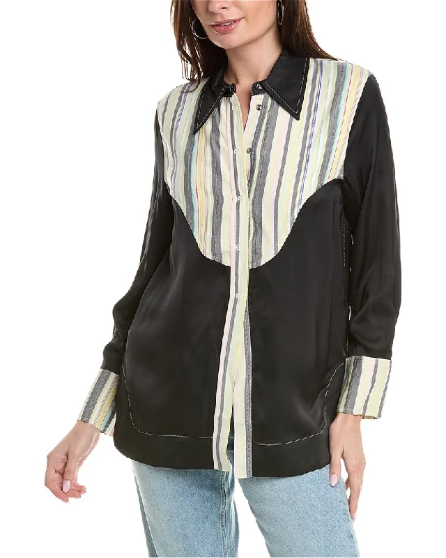 GANNI Mix Slub Stripe Shirt