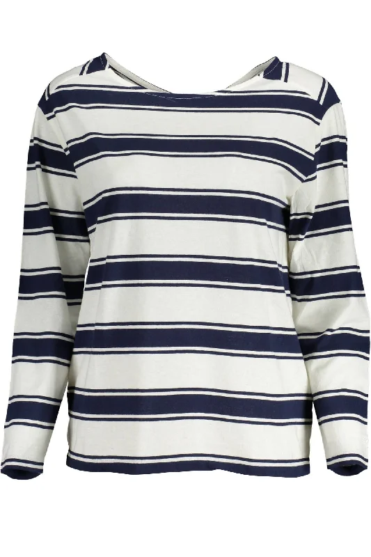 Gant Chic Long-Sleeved  Cotton Tee with V-Neck Women's Detail