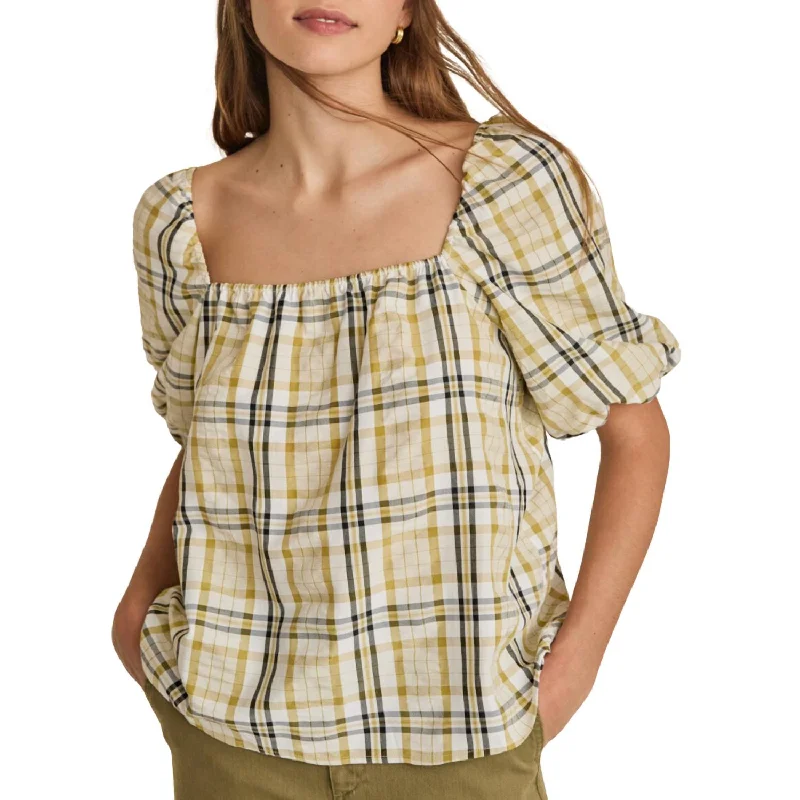 Gordes Top In Green Plaid