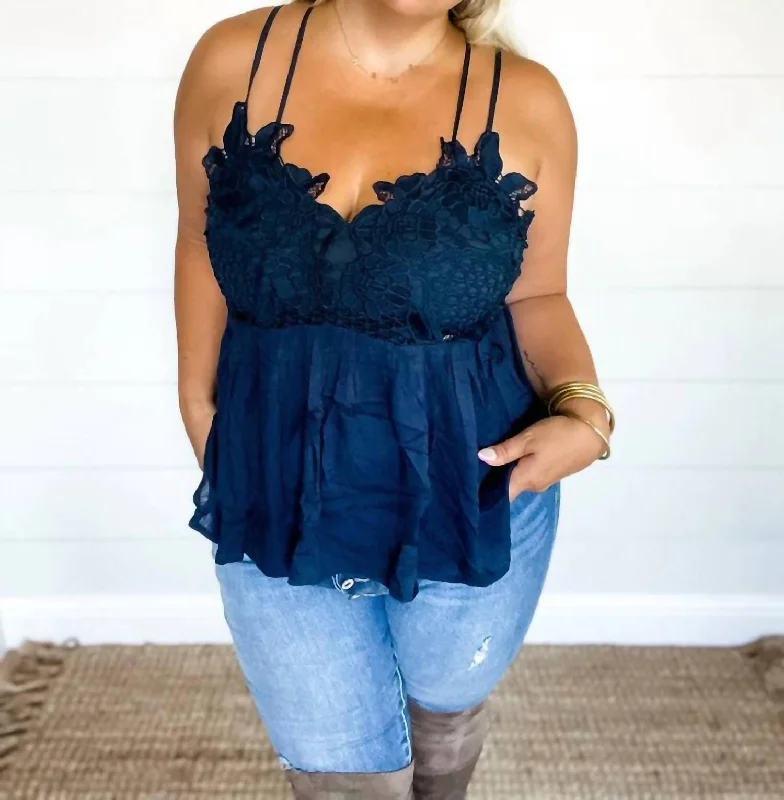 Grace Lace Tank In Navy