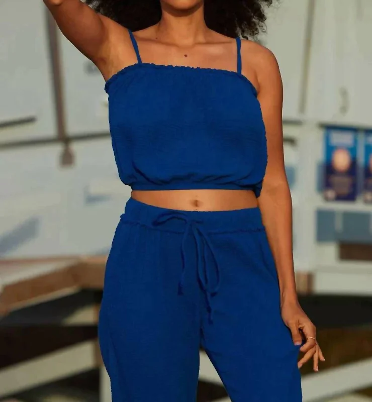 Havana Gauze Crop Cami In Blue