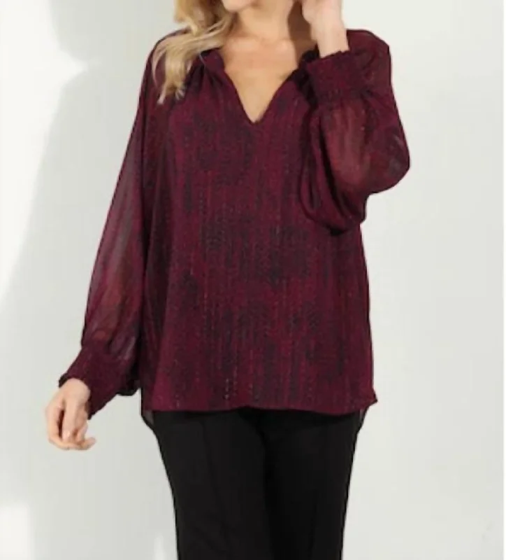 Holiday Chiffon Blouse In Burgundy