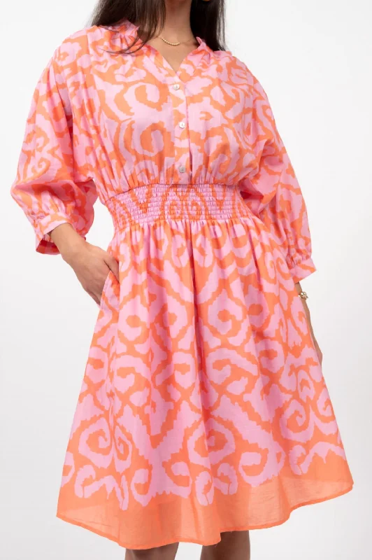 Ikat Blousen Dress In Pink