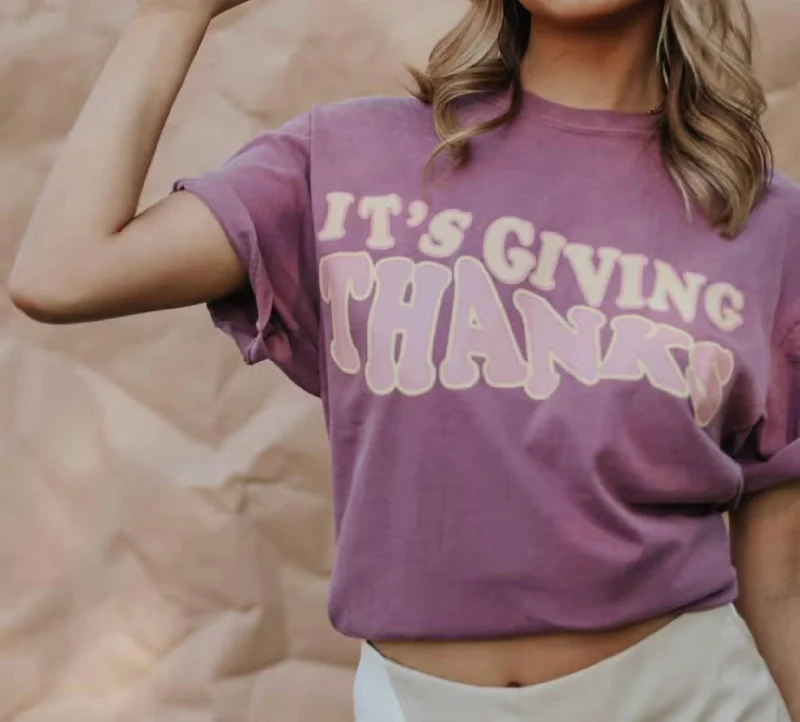 It's Giving Thanks Tee In Plum