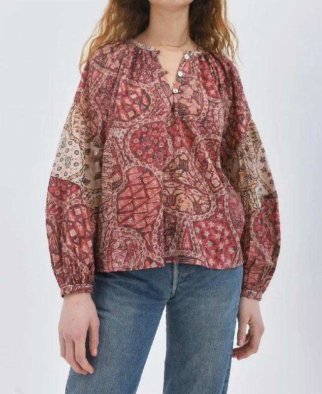 Ivy Organic Cotton Blouse In Cairo Red