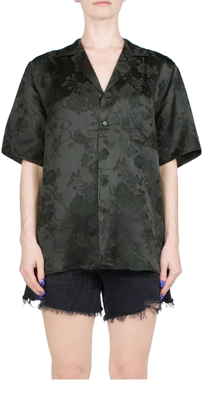 Jacquard Camp Button Down Shirt In Dark Slate