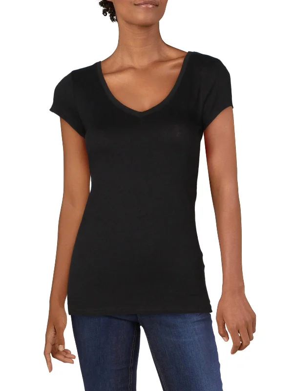 Juniors Womens Stretch V-Neck T-Shirt