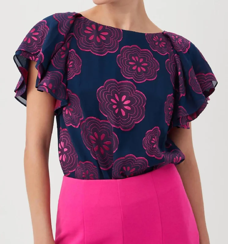 Kayra Top In Ink/trina Pink